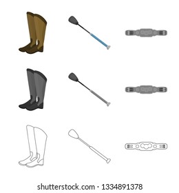 Isolated object of equipment and riding symbol. Set of equipment and competition stock symbol for web.
