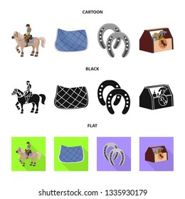 Isolated object of equipment and riding symbol. Set of equipment and competition stock symbol for web.