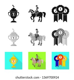 Isolated object of equipment and riding symbol. Set of equipment and competition stock symbol for web.