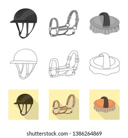 Isolated object of equipment and riding symbol. Set of equipment and competition stock vector illustration.
