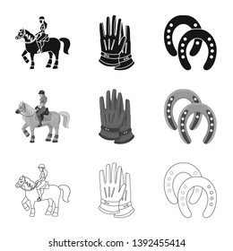 Isolated object of equipment and riding symbol. Collection of equipment and competition vector icon for stock.