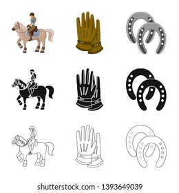 Isolated object of equipment and riding symbol. Set of equipment and competition vector icon for stock.