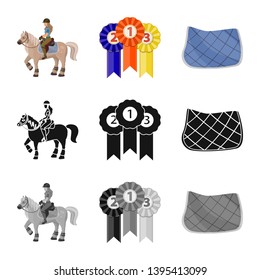 Isolated object of equipment and riding symbol. Collection of equipment and competition stock symbol for web.