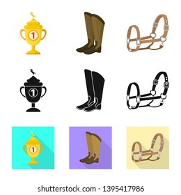 Isolated object of equipment and riding symbol. Collection of equipment and competition stock symbol for web.