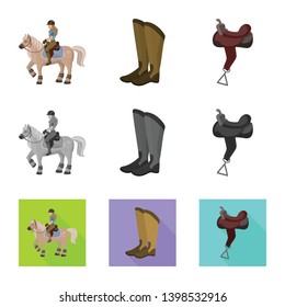 Isolated object of equipment and riding symbol. Set of equipment and competition stock vector illustration.