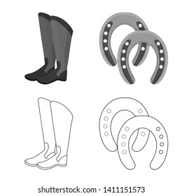 Isolated object of equipment and riding symbol. Collection of equipment and competition stock vector illustration.