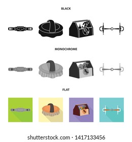 Isolated object of equipment and riding symbol. Set of equipment and competition vector icon for stock.