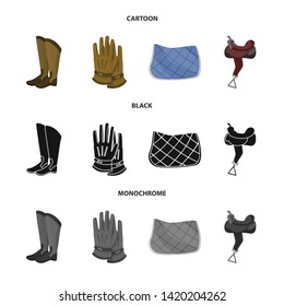 Isolated object of equipment and riding symbol. Collection of equipment and competition stock symbol for web.