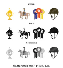 Isolated object of equipment and riding symbol. Set of equipment and competition stock symbol for web.