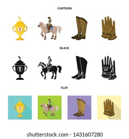 Isolated object of equipment and riding symbol. Set of equipment and competition stock symbol for web.