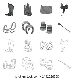 Isolated object of equipment and riding symbol. Set of equipment and competition stock symbol for web.