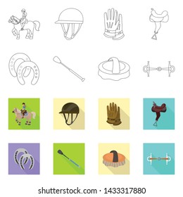 Isolated object of equipment and riding symbol. Collection of equipment and competition stock symbol for web.