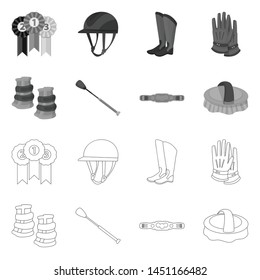 Isolated object of equipment and riding symbol. Set of equipment and competition vector icon for stock.