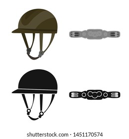 Isolated object of equipment and riding symbol. Collection of equipment and competition stock symbol for web.