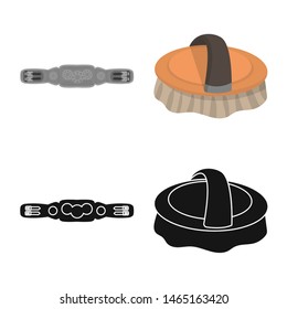 Isolated object of equipment and riding symbol. Collection of equipment and competition stock symbol for web.