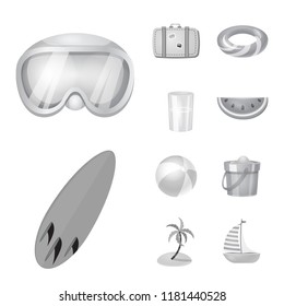 Isolated object of equipment and swimming icon. Set of equipment and activity stock vector illustration.