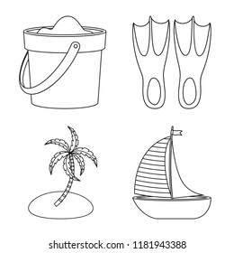 Isolated object of equipment and swimming icon. Set of equipment and activity stock symbol for web.