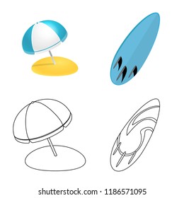 Isolated object of equipment and swimming icon. Collection of equipment and activity stock vector illustration.