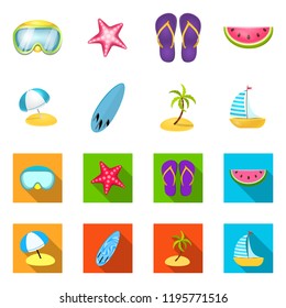 Isolated object of equipment and swimming icon. Collection of equipment and activity vector icon for stock.