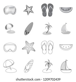 Isolated object of equipment and swimming icon. Set of equipment and activity vector icon for stock.