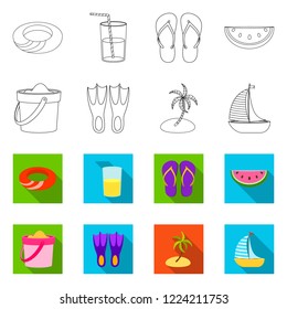 Isolated object of equipment and swimming icon. Set of equipment and activity stock vector illustration.