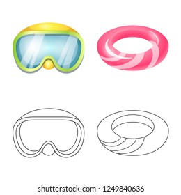 Isolated object of equipment and swimming icon. Set of equipment and activity vector icon for stock.