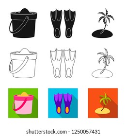 Isolated object of equipment and swimming icon. Collection of equipment and activity, vector illustration.