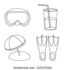 Isolated object of equipment and swimming icon. Collection of equipment and activity vector icon for stock.