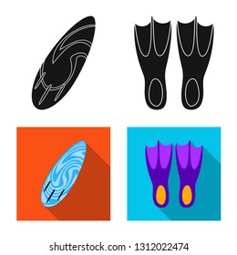 Isolated object of equipment and swimming icon. Collection of equipment and activity stock vector illustration.
