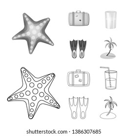 Isolated object of equipment and swimming icon. Collection of equipment and activity stock vector illustration.