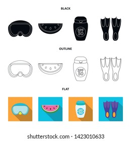 Isolated object of equipment and swimming icon. Set of equipment and activity vector icon for stock.
