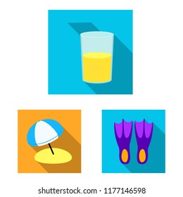 Isolated object of equipment and swimming logo. Set of equipment and activity stock symbol for web.
