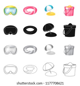 Isolated object of equipment and swimming logo. Collection of equipment and activity stock vector illustration.