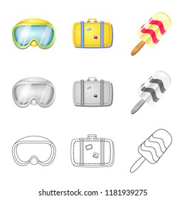 Isolated object of equipment and swimming logo. Collection of equipment and activity stock symbol for web.