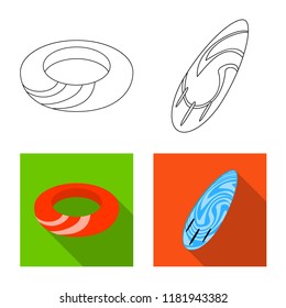 Isolated object of equipment and swimming logo. Collection of equipment and activity vector icon for stock.