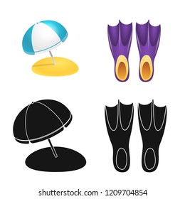 Isolated object of equipment and swimming logo. Collection of equipment and activity stock symbol for web.