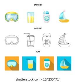Isolated object of equipment and swimming logo. Collection of equipment and activity stock symbol for web.