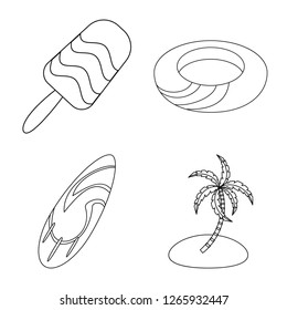Isolated object of equipment and swimming logo. Collection of equipment and activity stock vector illustration.