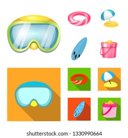 Isolated object of equipment and swimming logo. Set of equipment and activity stock vector illustration.