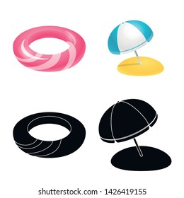 Isolated object of equipment and swimming logo. Set of equipment and activity vector icon for stock.