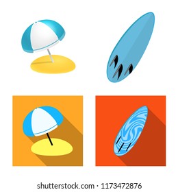 Isolated object of equipment and swimming sign. Set of equipment and activity stock vector illustration.