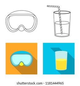 Isolated object of equipment and swimming sign. Collection of equipment and activity stock symbol for web.