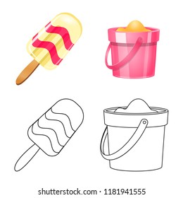 Isolated object of equipment and swimming sign. Set of equipment and activity vector icon for stock.