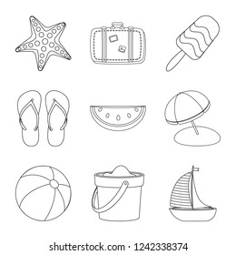 Isolated object of equipment and swimming sign. Set of equipment and activity stock symbol for web.