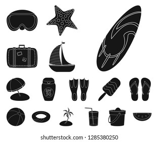 Isolated object of equipment and swimming sign. Collection of equipment and activity stock symbol for web.