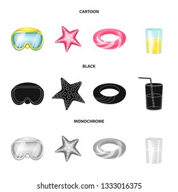 Isolated object of equipment and swimming sign. Collection of equipment and activity stock vector illustration.