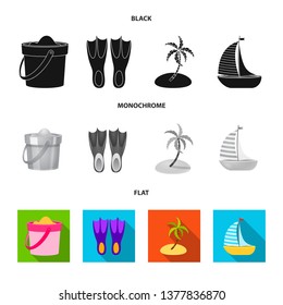 Isolated object of equipment and swimming sign. Collection of equipment and activity stock symbol for web.