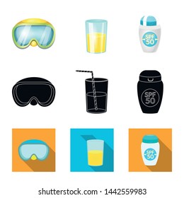 Isolated object of equipment and swimming sign. Set of equipment and activity vector icon for stock.