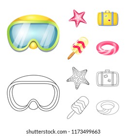 Isolated object of equipment and swimming symbol. Collection of equipment and activity stock symbol for web.