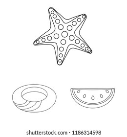 Isolated object of equipment and swimming symbol. Set of equipment and activity vector icon for stock.